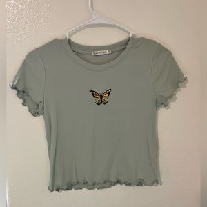 Dirty green color crop top with butterfly 😇